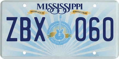 MS license plate ZBX060