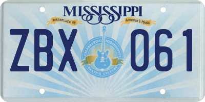 MS license plate ZBX061