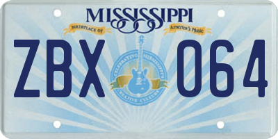 MS license plate ZBX064