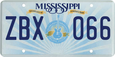 MS license plate ZBX066