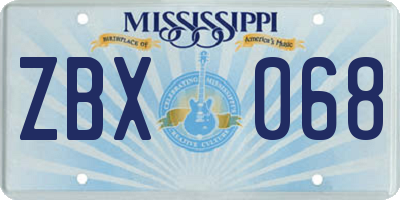 MS license plate ZBX068