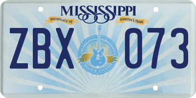 MS license plate ZBX073