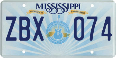 MS license plate ZBX074