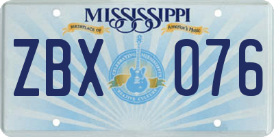 MS license plate ZBX076
