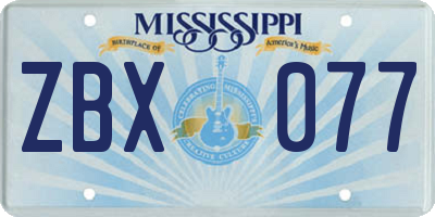 MS license plate ZBX077