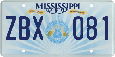 MS license plate ZBX081
