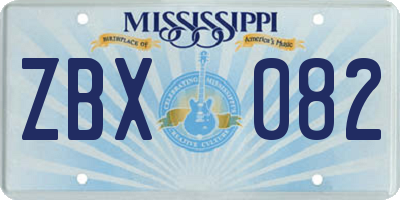 MS license plate ZBX082