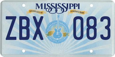 MS license plate ZBX083