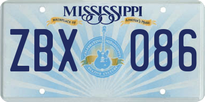 MS license plate ZBX086