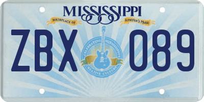 MS license plate ZBX089
