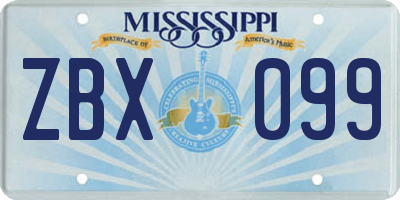 MS license plate ZBX099