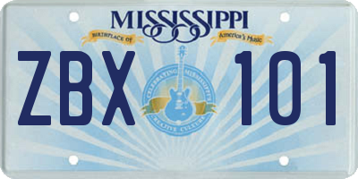 MS license plate ZBX101