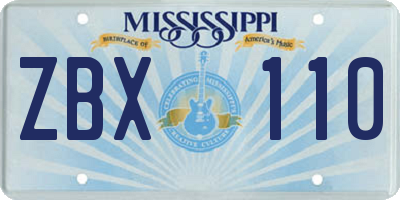 MS license plate ZBX110