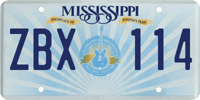 MS license plate ZBX114