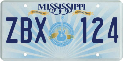 MS license plate ZBX124