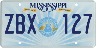 MS license plate ZBX127
