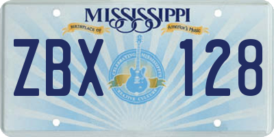 MS license plate ZBX128
