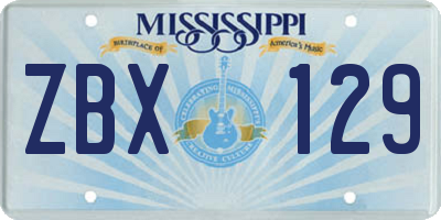 MS license plate ZBX129