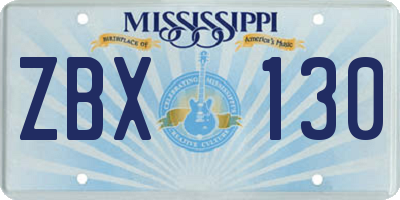 MS license plate ZBX130