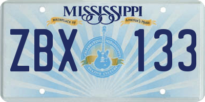 MS license plate ZBX133