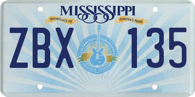 MS license plate ZBX135