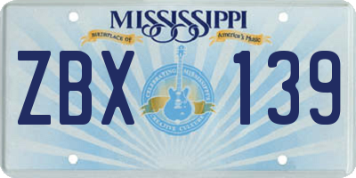 MS license plate ZBX139