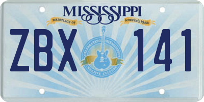 MS license plate ZBX141