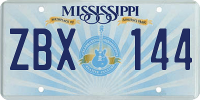 MS license plate ZBX144