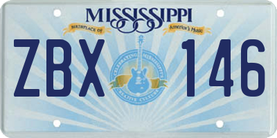 MS license plate ZBX146