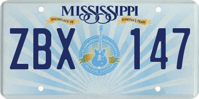 MS license plate ZBX147
