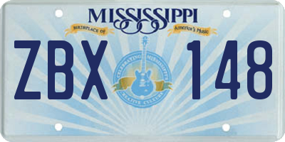 MS license plate ZBX148