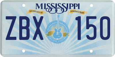 MS license plate ZBX150