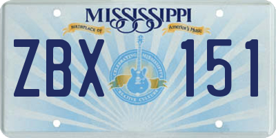 MS license plate ZBX151