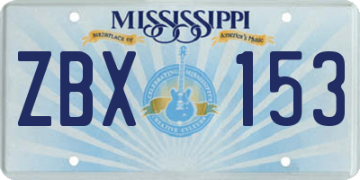 MS license plate ZBX153