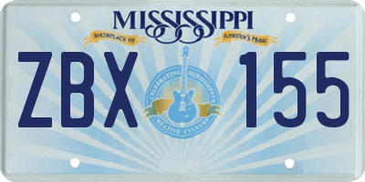 MS license plate ZBX155