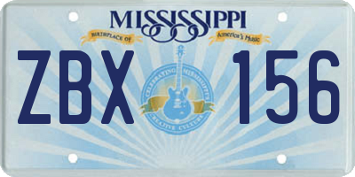 MS license plate ZBX156