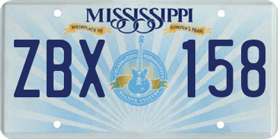 MS license plate ZBX158