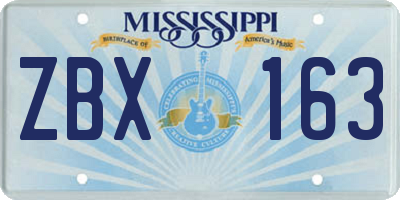 MS license plate ZBX163