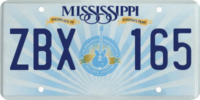 MS license plate ZBX165
