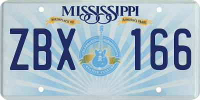 MS license plate ZBX166