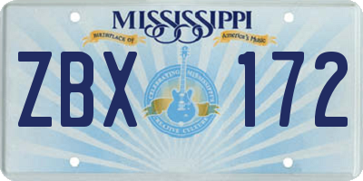 MS license plate ZBX172