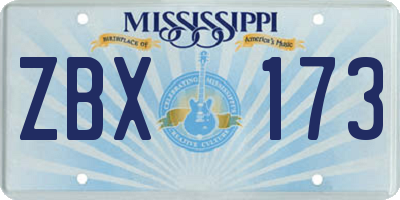 MS license plate ZBX173