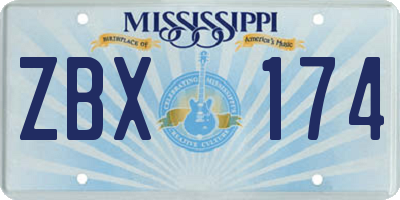 MS license plate ZBX174