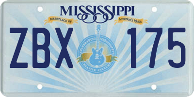 MS license plate ZBX175