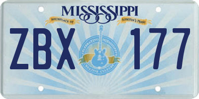 MS license plate ZBX177