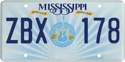 MS license plate ZBX178