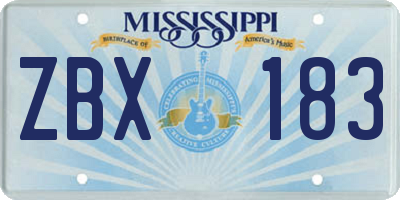 MS license plate ZBX183