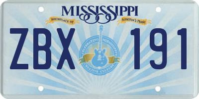 MS license plate ZBX191
