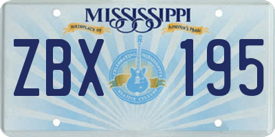 MS license plate ZBX195