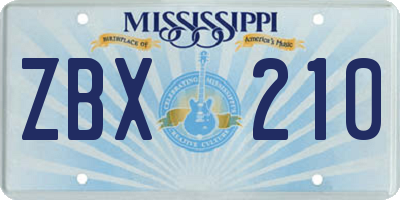 MS license plate ZBX210
